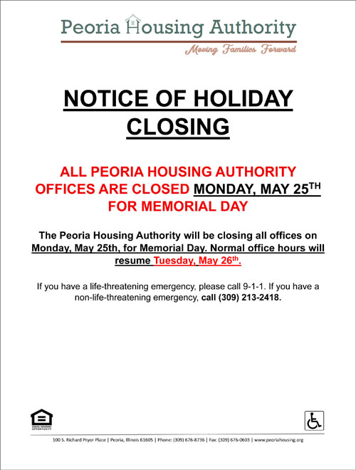 Office Closed Memorial Day Monday, May 25, 2026